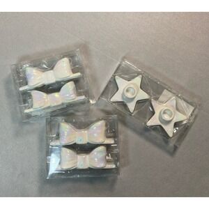 Target Bullseye 3 Sets Iridescent Taper Candle Holders Bow Shape and Stars NEW